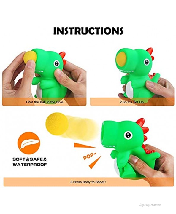 KUARLUBI T-Rex Dinosaur Toy Shooter Ball Blaster Animal Popper with 6 Foam Ball Indoor and Outdoor Play for Age 4+
