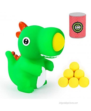 KUARLUBI T-Rex Dinosaur Toy Shooter Ball Blaster Animal Popper with 6 Foam Ball Indoor and Outdoor Play for Age 4+