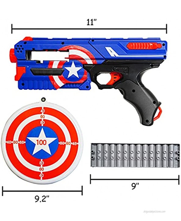 Land Warrior Kids Blaster with 2 Cartridges 1 Plate Target 2 Cylinder Targets and 40 Foam Suction Darts Safe Durable and Easy to Load Perfect Toy for Indoor Outdoor Play and Backyard Games