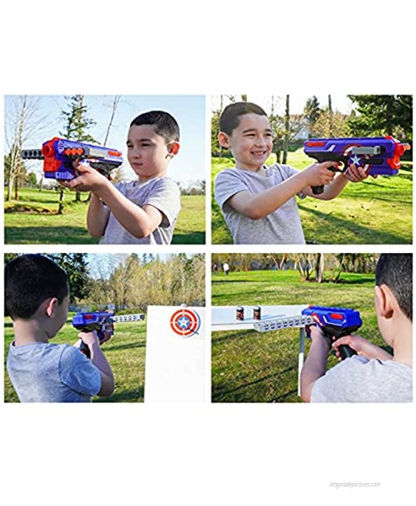 Land Warrior Kids Blaster with 2 Cartridges 1 Plate Target 2 Cylinder Targets and 40 Foam Suction Darts Safe Durable and Easy to Load Perfect Toy for Indoor Outdoor Play and Backyard Games