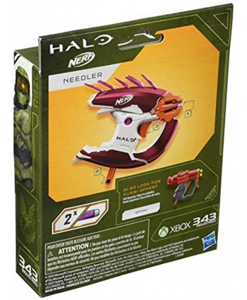 NERF MicroShots Halo Needler -- Mini Dart-Firing Blaster and 2 Darts -- Collectible Blaster for Halo Video Game Fans Battlers