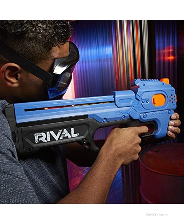 NERF Rival Charger MXX-1200 Motorized Blaster -- 12-Round Capacity 100 FPS Velocity -- Includes 24 Official Rival Rounds -- Team Blue