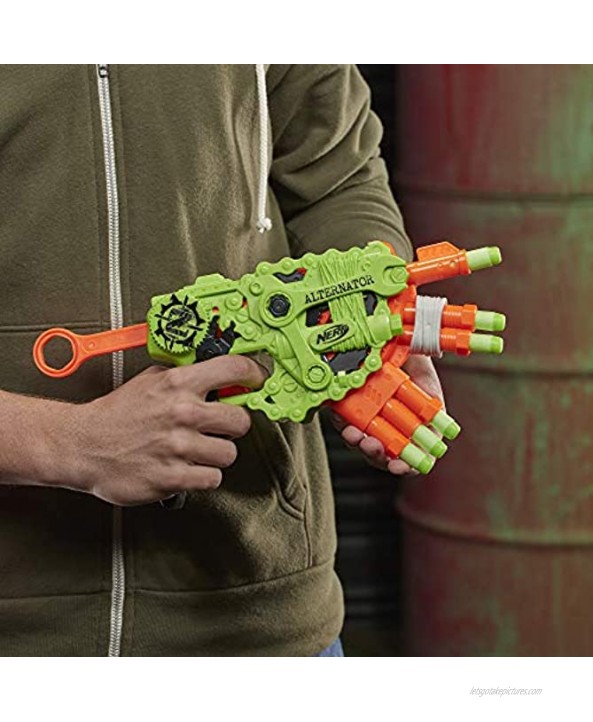 NERF Zombie Strike Alternator Blaster Fires 3 Ways Includes 12 Official Zombie Strike Elite Darts for Kids Teens Adults
