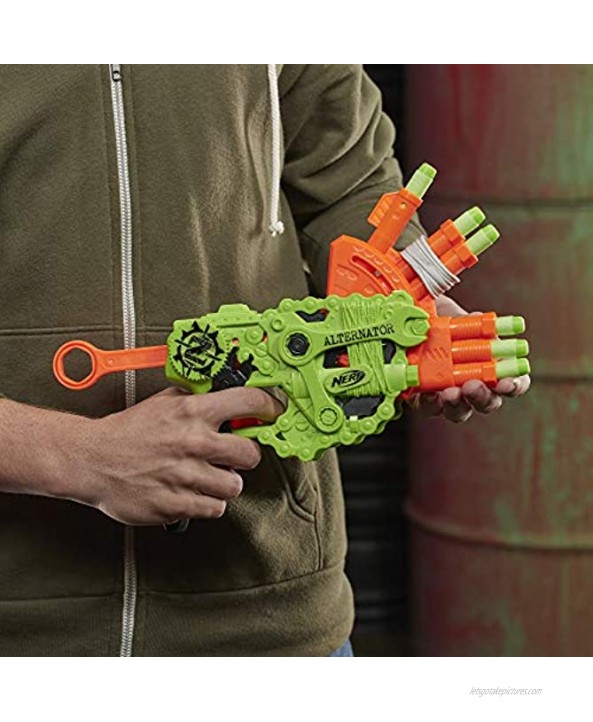 NERF Zombie Strike Alternator Blaster Fires 3 Ways Includes 12 Official Zombie Strike Elite Darts for Kids Teens Adults