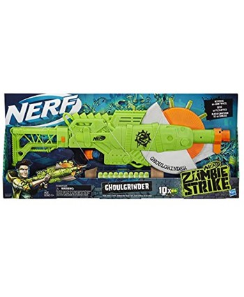NERF Zombie Strike Ghoulgrinder Blaster -- Rotating 10-Dart Wheel 10 Official Zombie Strike Elite Darts -- for Kids Teens Adults