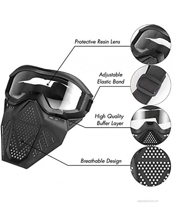POKONBOY Upgraded 2 Pack Tactical Mask Mask with Goggles Compatible with Nerf Rival Apollo Zeus Khaos Atlas Artemis and N-Strike Elite Blasters White & Black