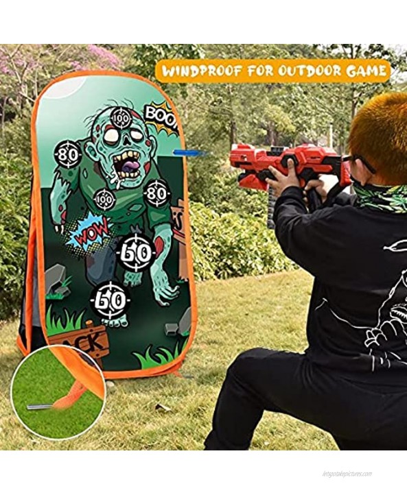 RONSTONE Shooting Practice Target Compatible with Nerf Gun for Boys Girls Toy Foam Blaster Shooting Targets for Kids Indoor Outdoor Zombie Shooting Target with Storage Net