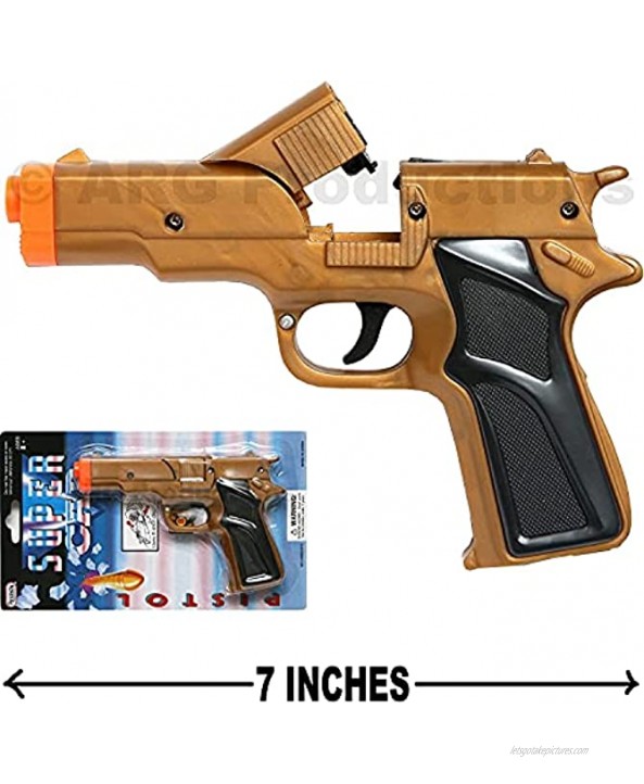 Set of 2 Golden Cap Gun Toy Revolver Pistol Detective Police Cowboy