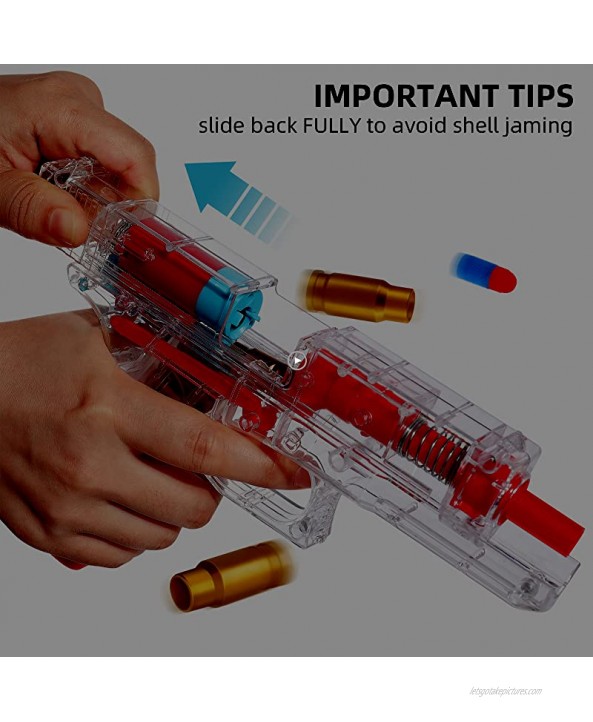 Shell Ejecting Toy Gun Soft Bullet Pistol with Magazine for Kids Transparent White