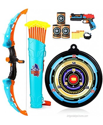 VEPOWER Bow and Arrow for Kids with Foam Dart Toys Gun Light Up Archery Toy Set Indoor Outdoor Games Sport Toys Gifts for Boys Girls Ages 3 4 5 6 7 8-12