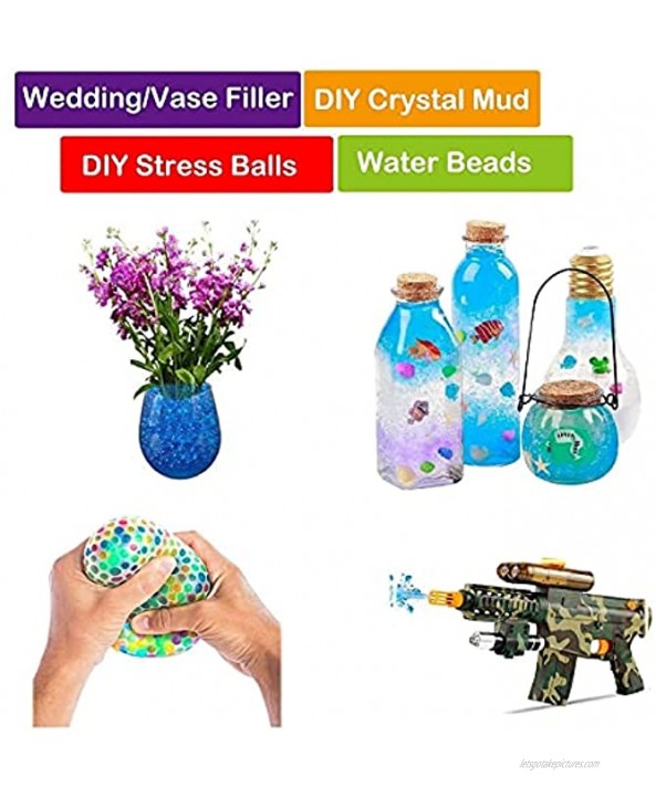 Water Bullets Beads Refill Ammo 7-8mm 5 pack-50,000 Granule Wrok for Gel Ball Toy,Vase Filler DIY Crystal Mud Stress Ball，Water Balls Bullet Blue 5 pack-7-8mm