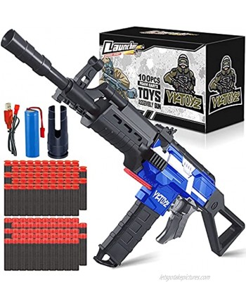 YKToyz Motorized Blaster Toy Gun Compatible with Nerf 3 Burst Modes Automatic Toy Foam Blaster Gun with 100 Pcs Soft Darts Electric DIY Toy Guns Birthday Gifts for 6+ Years Old Boys Girls Teens