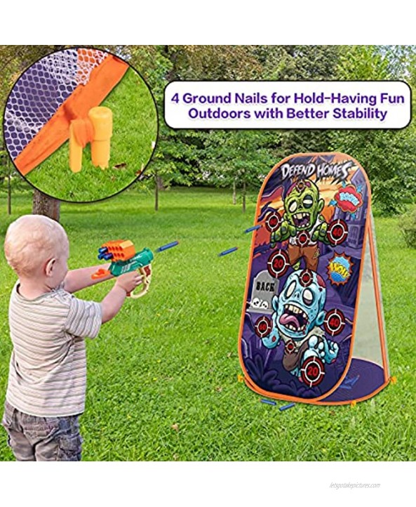 Zombie Shooting Target Game Toy for 3 4 5 6 7 8 9 10 Year Old Boys Girls Kids Gifts Indoor Outdoor Toys Shooting Practice Target with Foam Blaster ToyGun with Bullets Ideal Birthday
