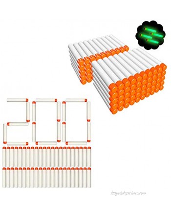 AMOSTING 100Pcs Refill Darts + 200Pcs Refill Darts for Nerf N Strike Elite Glow at The Dark Bullets Pack White