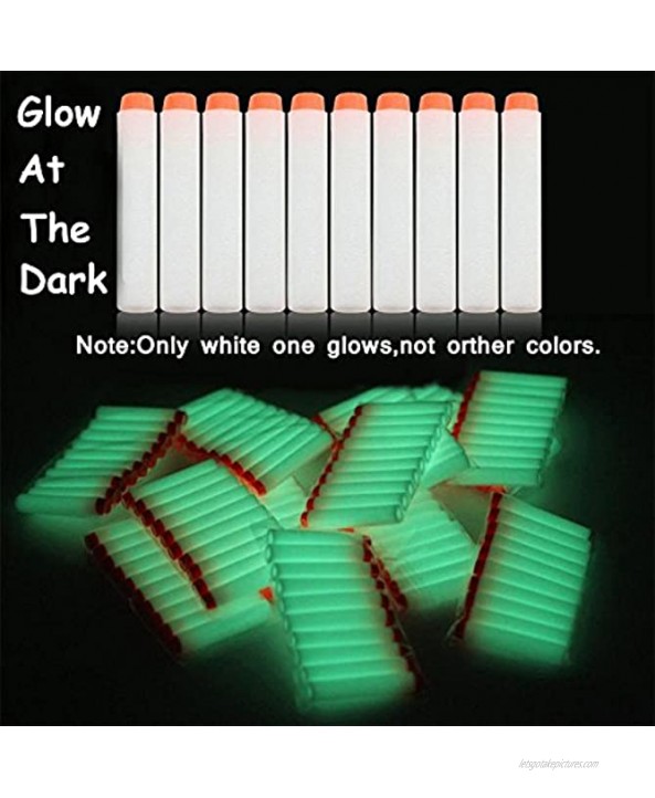 AMOSTING 200Pcs Refill Darts for Nerf N Strike Elite Glow at The Dark Bullets Pack White