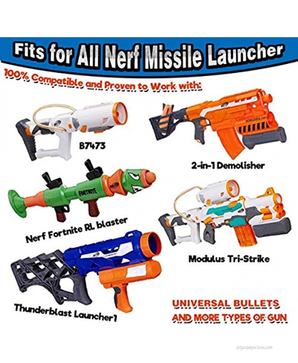 Boogem 4PCS Mega Missile Refill Bullets Compatible with Nerf Guns N-Strike Elite Series for Nerf Party Kids Toys