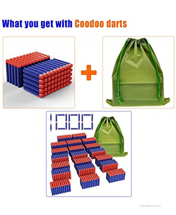 Coodoo Compatible Darts 1000 PCS Refill Pack Bullets for Nerf N-Strike Elite Series Blasters Toy Gun Blue with Storage Bag