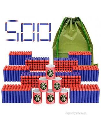 Coodoo Compatible Darts 600 PCS Refill Pack Bullets for Nerf N-Strike Elite Series Blasters Toy Gun with Soft EVA Target and Storage Bag