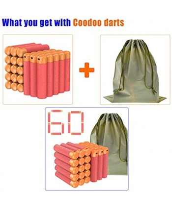 Coodoo Mega Darts 60 PCS Refill Pack Compatible Mega Bullets for Nerf N-Strike Mega Series Blasters Toy Gun Red Foam Darts with Storage Bag