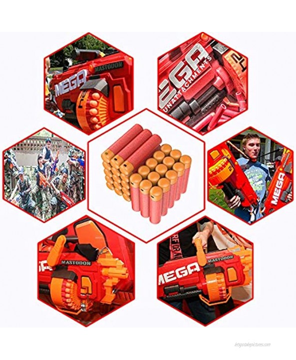 Coodoo Mega Darts 60 PCS Refill Pack Compatible Mega Bullets for Nerf N-Strike Mega Series Blasters Toy Gun Red Foam Darts with Storage Bag
