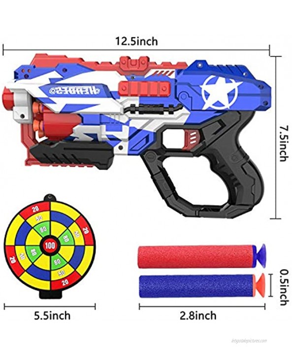 okk Blaster Pistol Toy for Kids Blaster Pistol with 60 PCS Foam Darts Bullets and One Shooting Target Soft Bullet Pistol for Kids Birthday Gifts Party Supplies Hand Pistol Toys for Boys Blue