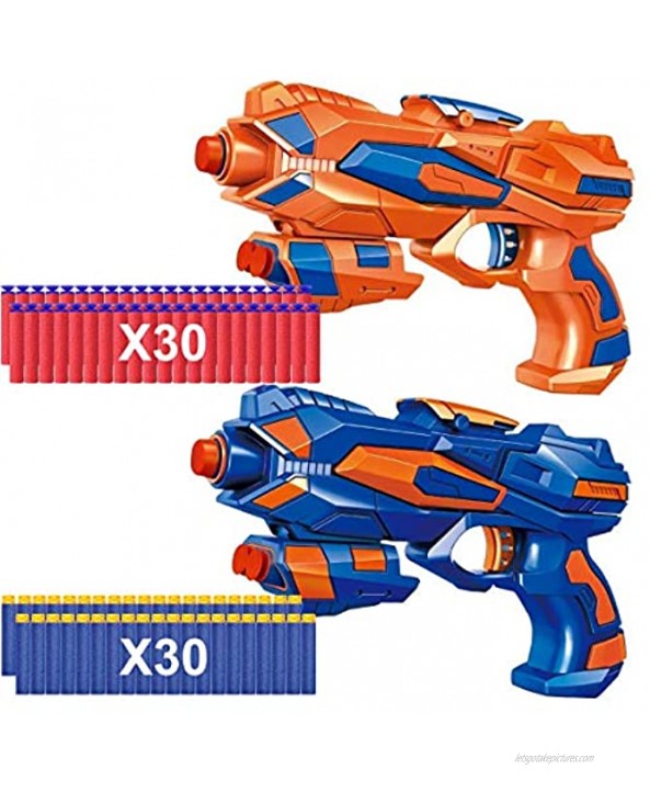 POKONBOY 2 Pack Blaster Guns Toy Guns for Boys with 60 Pack Refill Soft Foam Darts for Kids Birthday Gifts Party Supplies Hand Gun Toys for 6+ Year Old Boys