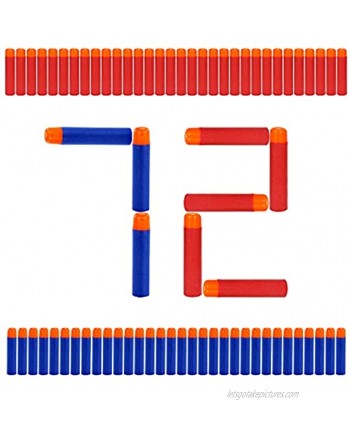 TORMEN 72Pcs Dart Refill ,Compatible for Mega Guns Series --Red+Blue