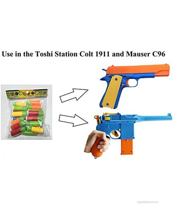 toshi station M1911 Toy Gun Ammo Refill for Colt M1911 and Mauser C96 20PCS Rubber Tip Toy Bullets