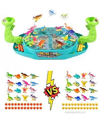 Wekity Two-Player Battle Dinosaur Shooting Toys for Kids Dinosaur Board Games Toys with 32 Dinosaur Models and 48 Shooting Bullets Kids Toys for Indoor Outdoor Games for Family Party Large