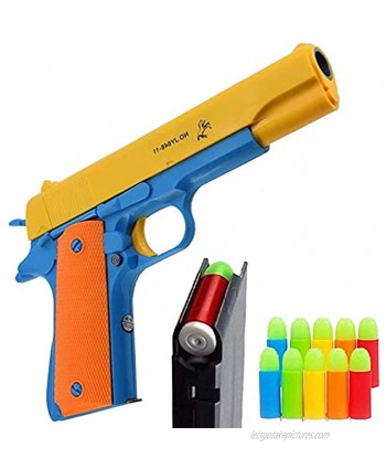 Alisaso Colt 1911 Kid Toy Gun with Soft Bullets Ejecting Magazine Style of M1911 Toy Guns for Boys Pistol with Play,Fun Outdoor Game of an M1911A1 Colt 45 Dart Guns,Yellow