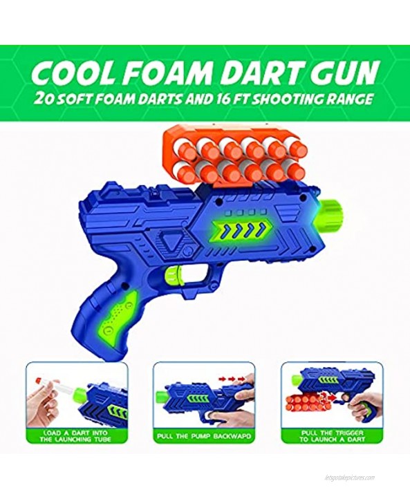 BAODLON Shooting Games Toy for Age 5 6 7 8 9 10+ Years Old Kids Boys Glow in The Dark Floating Ball Target with Foam Dart Toy Gun 10 Balls 5 Targets Ideal Gift- Compatible with Nerf Toy Gun