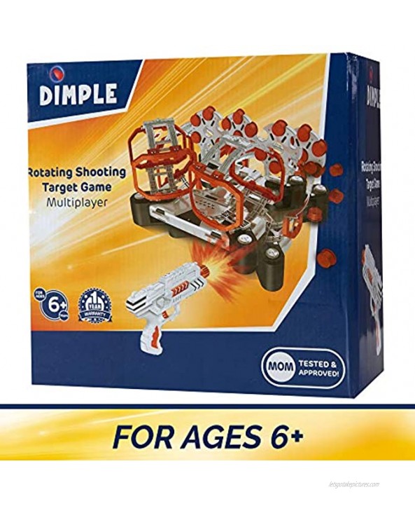 Dimple Shooting Target Game for Kids Gun Targets for Shooting Practice Elite Accessories for Boys & Girls 2 Blaster Guns 36 Bullets 2 Dart Holders- Compatible with Nerf Orange-White
