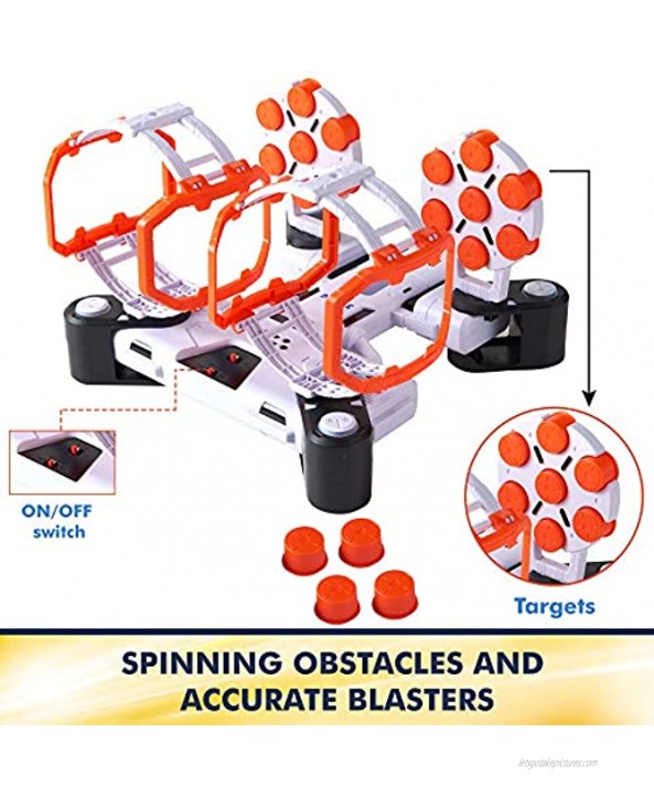 Dimple Shooting Target Game for Kids Gun Targets for Shooting Practice Elite Accessories for Boys & Girls 2 Blaster Guns 36 Bullets 2 Dart Holders- Compatible with Nerf Orange-White