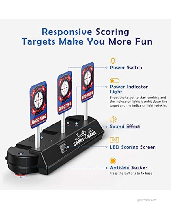 Fansteck Electronic Shooting Target for Nerf Guns Scoring Auto Reset Digital Targets for Nerf Guns Toys Ideal Gift Toy for Kids with 2Pcs Shooting Gun and 40Pcs Refill Darts and 2 Hand Wrist Band