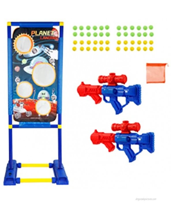 GINMIC Shooting Game Toy for Age 5 6 7 8,9,10+ Years Old Kids Boys 2pk Foam Ball Popper Air & Shooting Target & 48 Foam Balls