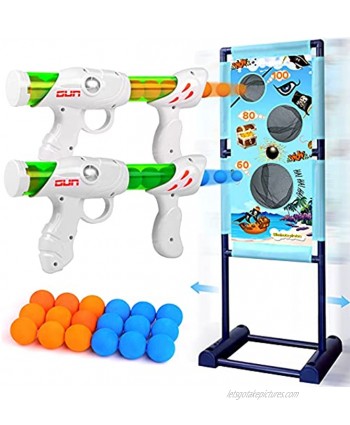 Gun Toy for 5 6 7 8 9 10 11 12 Years Old Boys Girls Best Kids Birthday Gift with Moving Shooting Target 2 Blaster Guns and 18 Foam Balls Compatible with Nerf Toy Guns
