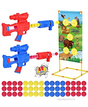 Hopeace Shooting Game Boy Toys Christmas Birthday Gift for Boys Age for 5-10+ Years Old Toy Guns for Boys 2pk Foam Ball Guns & Shooting Target & 48 Foam Balls Indoor & Outdoor Boy Gun Activity