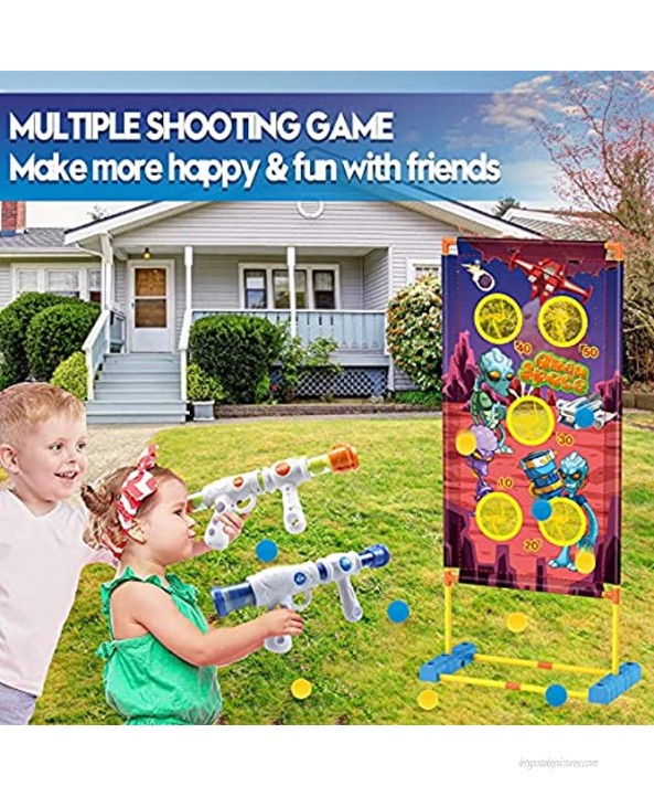 JELOSO Moving Shooting Targets Toy for 5 6 7 8 9 10+ Years Old Boys Girls 2pk Foam Blaster Air Toy Guns & 24 Foam Balls Alien Theme Outdoor Indoor Games Gifts for Kids Compatible with Nerf Guns