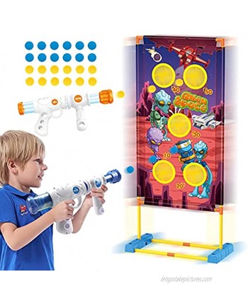 JELOSO Moving Shooting Targets Toy for 5 6 7 8 9 10+ Years Old Boys Girls 2pk Foam Blaster Air Toy Guns & 24 Foam Balls Alien Theme Outdoor Indoor Games Gifts for Kids Compatible with Nerf Guns