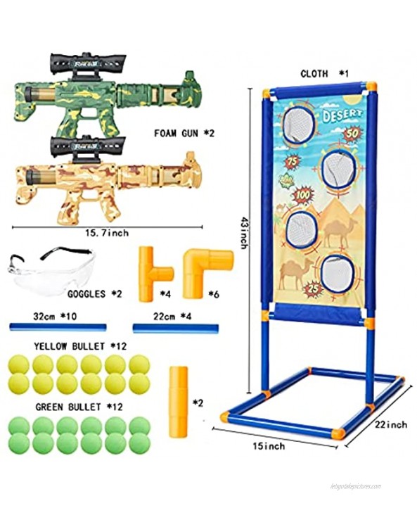 JIMI Shooting Game Toys Gifts for 5 6 7 8 9 10+ Year Old Boys Girls 2-Player Air Popper Guns & Standing Shooting Target & 24 Foam Ball Kids Indoor Outdoor Party Games Christmas Birthday Ideal Gift