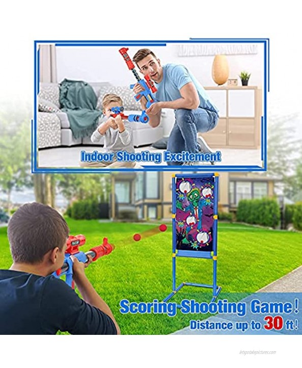 Jumpit Shooting Game Toy 2 Pack Foam Ball Dart Blaster Guns with Shooting Target 30 Safe Foam Balls Ideal Gift for for Ages 6 7 8 9 10+ Year Old Kids Boy Compatible with Nerf Toy Guns