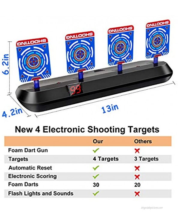 KOVEBBLE Digital Shooting Targets with Foam Dart Toy Shooting Blaster 4 Targets Auto Reset Electronic Scoring Toys Shooting Toys for Age of 5,6,7,8,9,10+ Years Old Kid Boys Blue Blue
