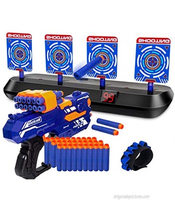 KOVEBBLE Digital Shooting Targets with Foam Dart Toy Shooting Blaster  4 Targets Auto Reset Electronic Scoring Toys Shooting Toys for Age of 5,6,7,8,9,10+ Years Old Kid Boys Blue Blue