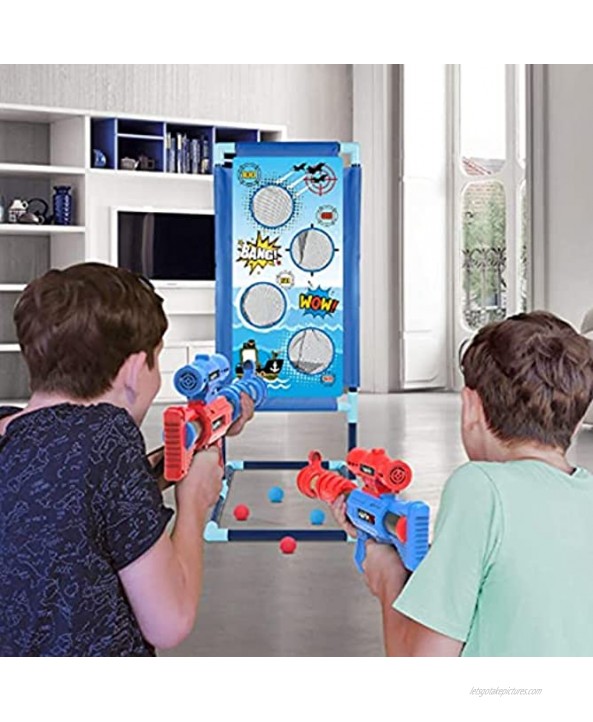 LETAMG Mobile Shooting Target Game Electric Scoring Target Children's Toy with 2 Popper Guns 24 Foam Balls Outdoor Garden Toys boy and Girl Gifts