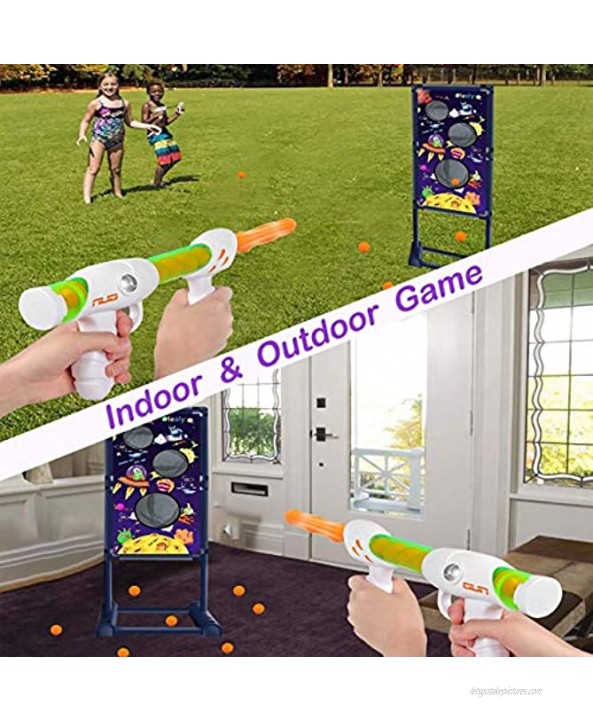 Moving Shooting Game Toy for 6 7 8 9+ Year Old Kids 2pcs Popper Toy Guns & 18 Foam Balls and Electronic Shooting Target Ideal Indoor Shooting Target Practice Set Gifts Compatible with Nerf Toys