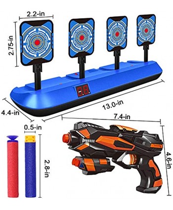 POKONBOY Digital Shooting Target and 2 Pack Blaster Toy Guns Fit for Nerf Bullets Auto Reset Electronic Scoring Toys Foam Dart Guns with 80 Refill Bullets for 6+ Year Old Boys Kids Christmas