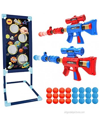 Shemira Shooting Game Toy for 5 6 7 8 9 10+ Years Olds Boys and Girls,2pk Foam Ball Popper Air Guns & Shooting Target & 24 Foam Balls Ideal Gift -Space War Theme- Compatible with Nerf Toy Guns