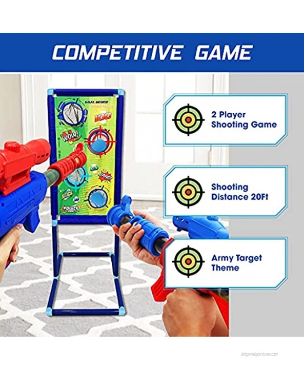 Shooting Game Toy 2 Splatter Ball Gun with 24 Blast Poppers Foam Ball Popper Air Guns Shooting Game with Shooting Target for 6 7 8 9 10+ Years Old Boys & Girls Compatible with Nerf Toy Guns