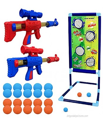 Shooting Game Toy 2 Splatter Ball Gun with 24 Blast Poppers Foam Ball Popper Air Guns Shooting Game with Shooting Target for 6 7 8 9 10+ Years Old Boys & Girls Compatible with Nerf Toy Guns