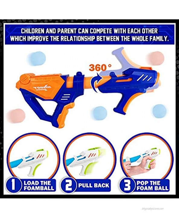 Shooting Game Toy for 5 6 7 8 9 10+ Years Old Kids Boys 2 Foam Ball Popper Guns & Shooting Target with 24pcs Foam Balls Indoor Outdoor Game for Kids Ideal Gift Compatible with Nerf Toy Gun TOPMINO